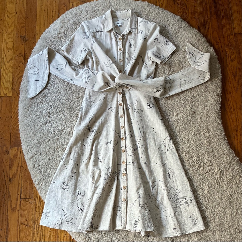 Heinui Kai shirt dress in scribble print cotton S